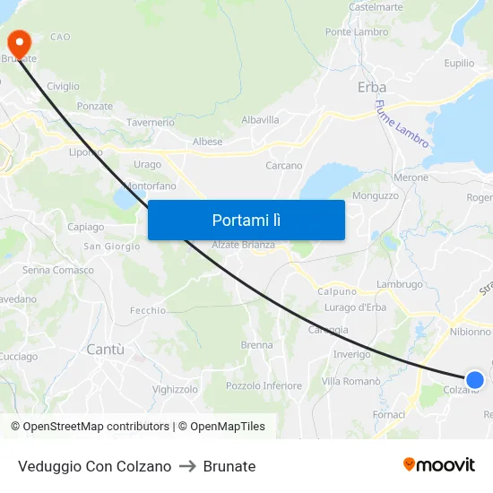 Veduggio Con Colzano to Brunate map