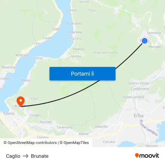 Caglio to Brunate map