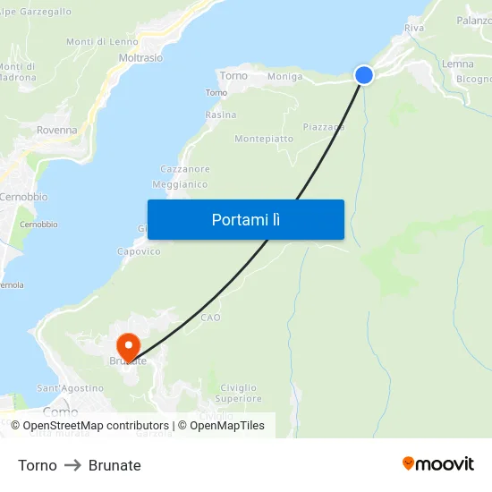 Torno to Brunate map