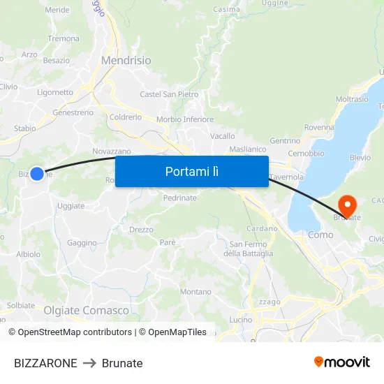 BIZZARONE to Brunate map