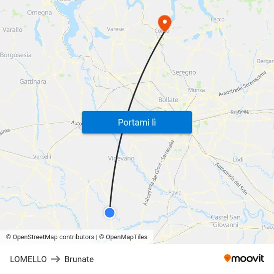 LOMELLO to Brunate map