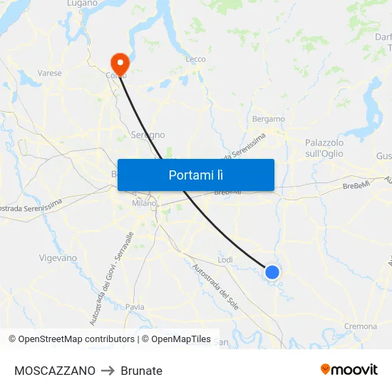 MOSCAZZANO to Brunate map