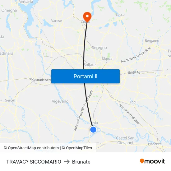 TRAVAC? SICCOMARIO to Brunate map