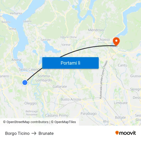 Borgo Ticino to Brunate map