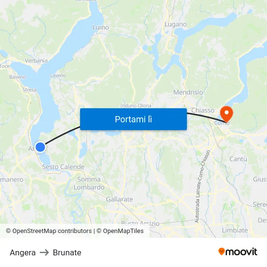 Angera to Brunate map