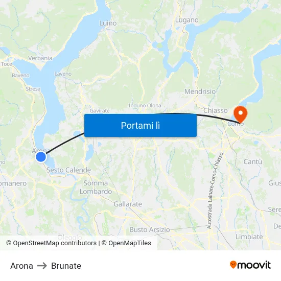 Arona to Brunate map
