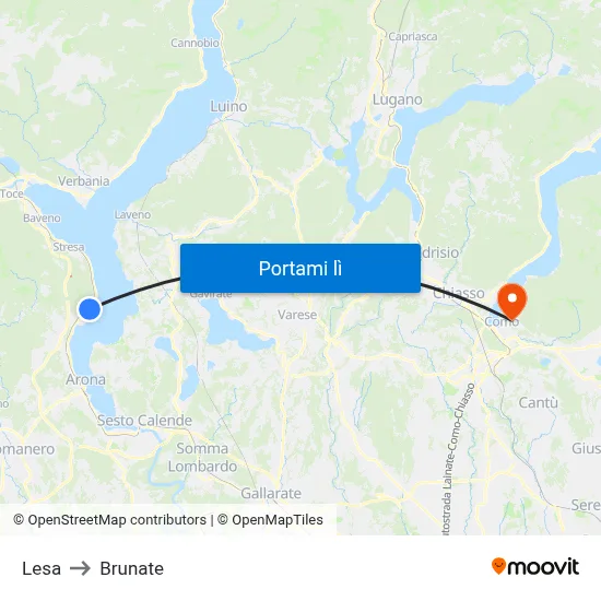 Lesa to Brunate map
