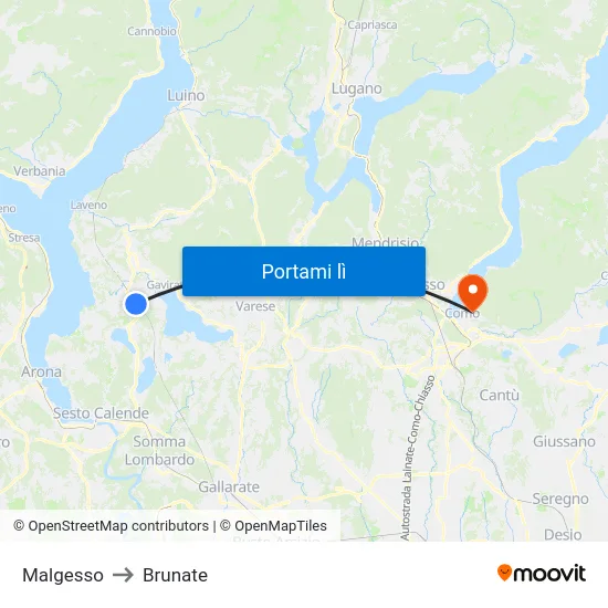 Malgesso to Brunate map