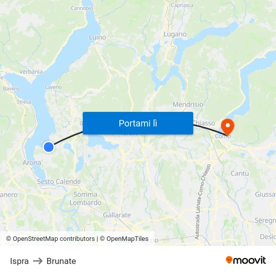 Ispra to Brunate map