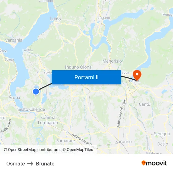 Osmate to Brunate map