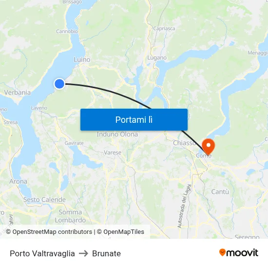 Porto Valtravaglia to Brunate map
