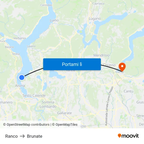 Ranco to Brunate map