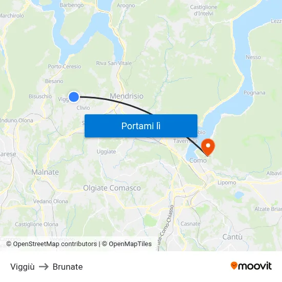 Viggiù to Brunate map