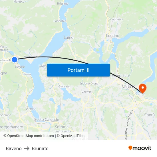 Baveno to Brunate map