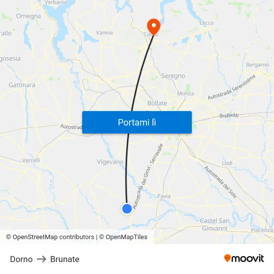 Dorno to Brunate map