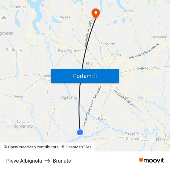 Pieve Albignola to Brunate map