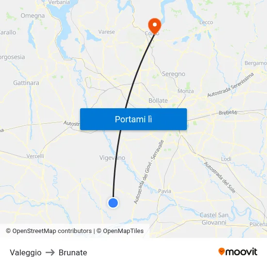 Valeggio to Brunate map