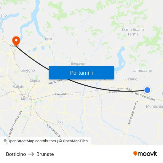 Botticino to Brunate map