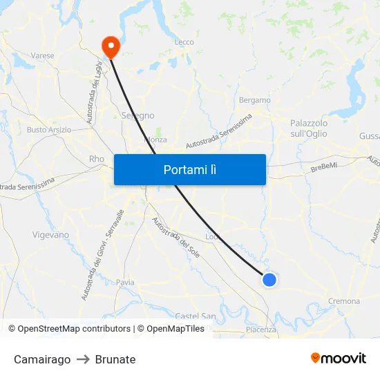 Camairago to Brunate map