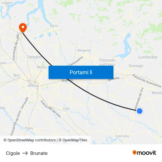 Cigole to Brunate map