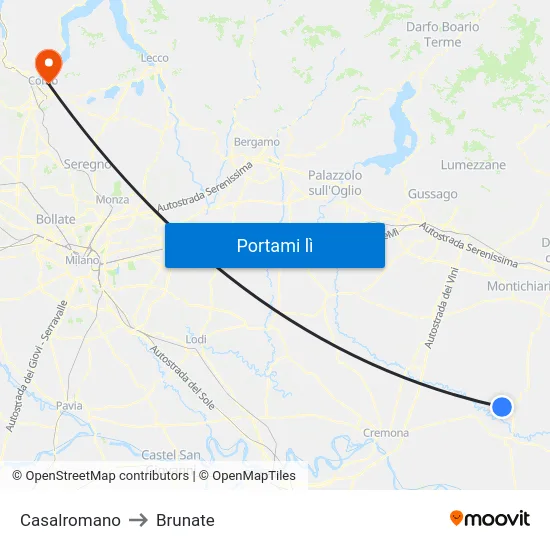 Casalromano to Brunate map