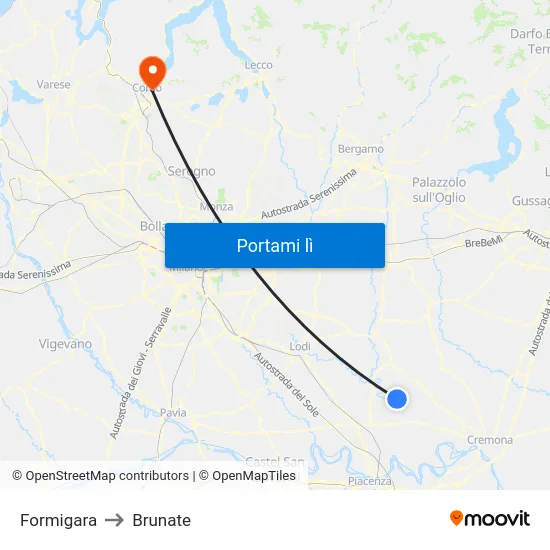 Formigara to Brunate map