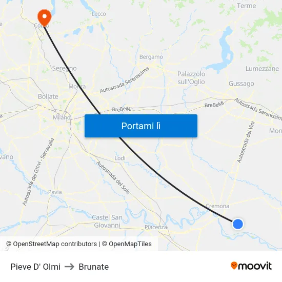 Pieve D' Olmi to Brunate map