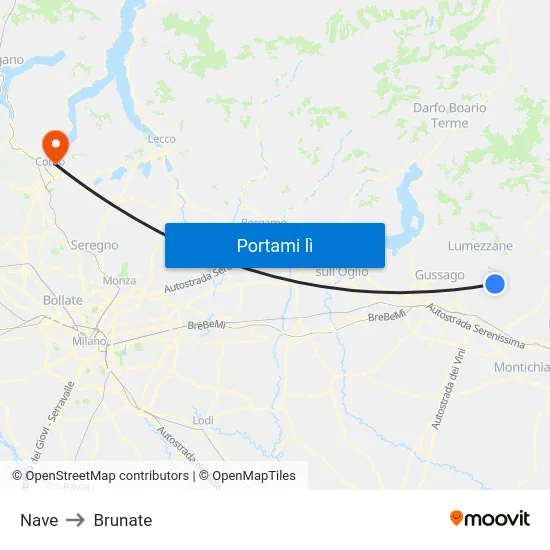 Nave to Brunate map