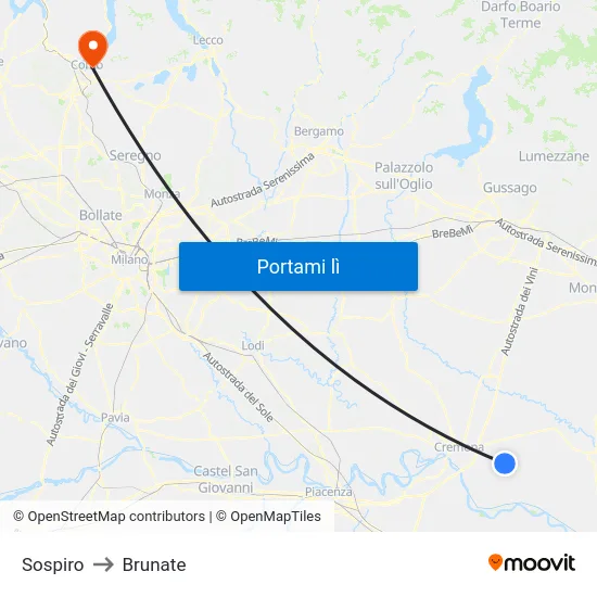 Sospiro to Brunate map
