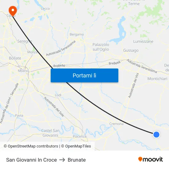 San Giovanni In Croce to Brunate map