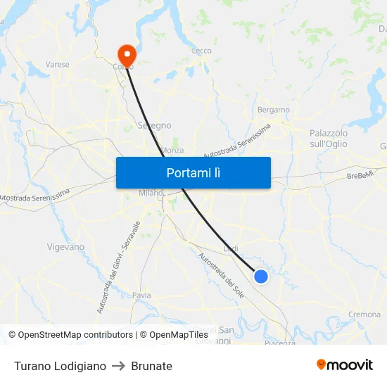 Turano Lodigiano to Brunate map