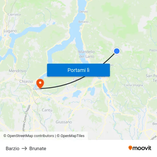 Barzio to Brunate map
