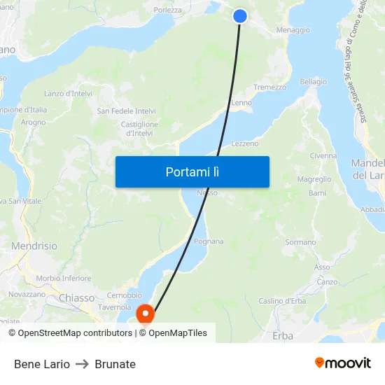 Bene Lario to Brunate map