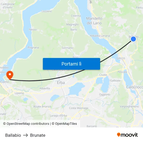 Ballabio to Brunate map