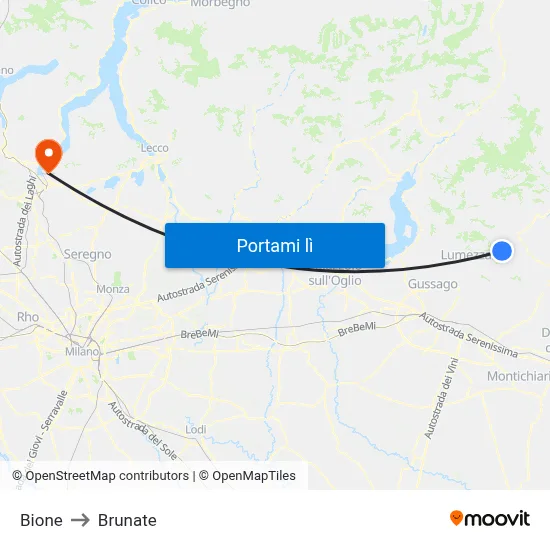 Bione to Brunate map