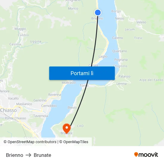 Brienno to Brunate map