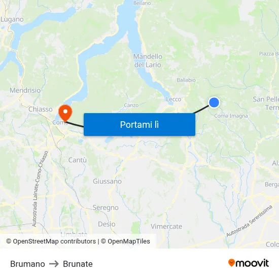 Brumano to Brunate map