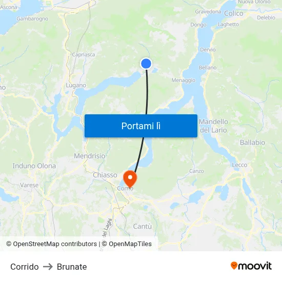 Corrido to Brunate map