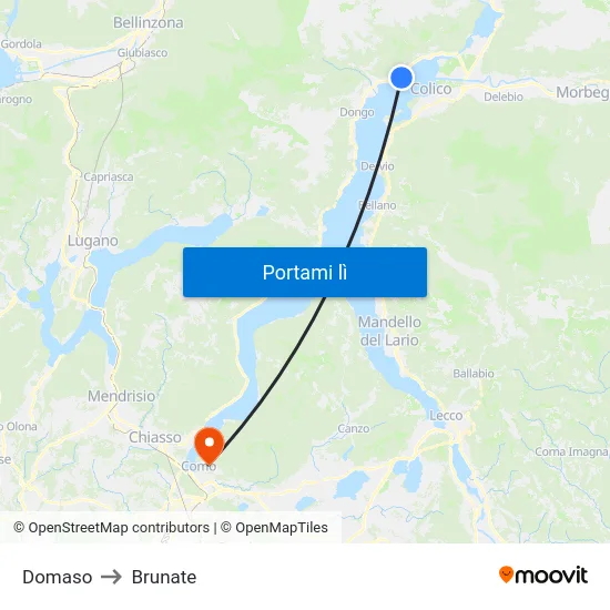 Domaso to Brunate map