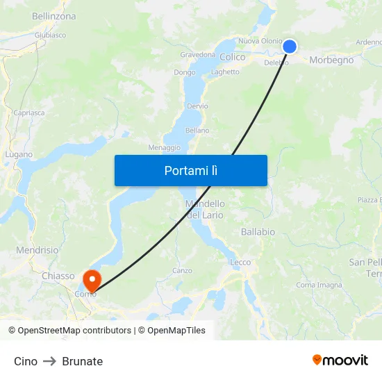 Cino to Brunate map