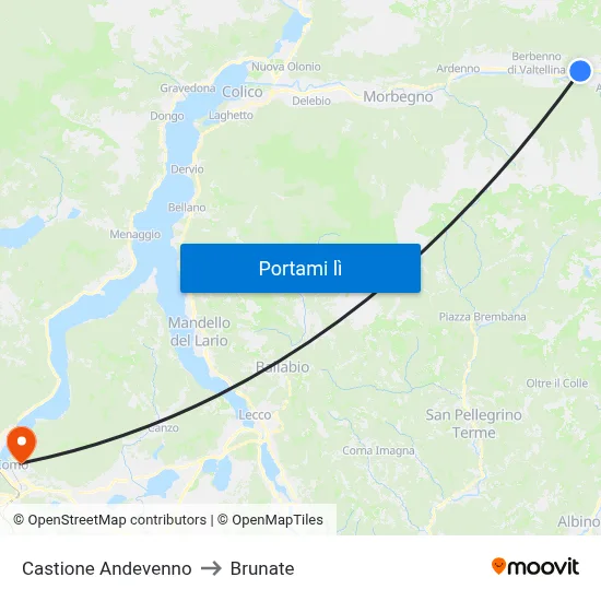 Castione Andevenno to Brunate map