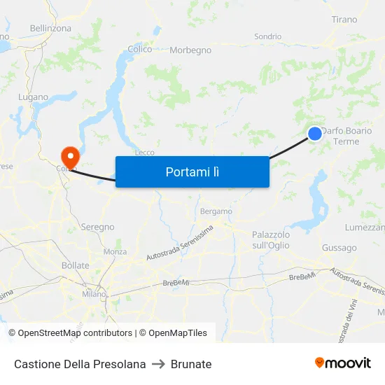 Castione Della Presolana to Brunate map