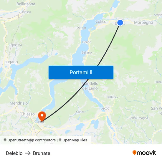 Delebio to Brunate map
