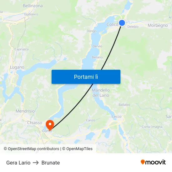 Gera Lario to Brunate map