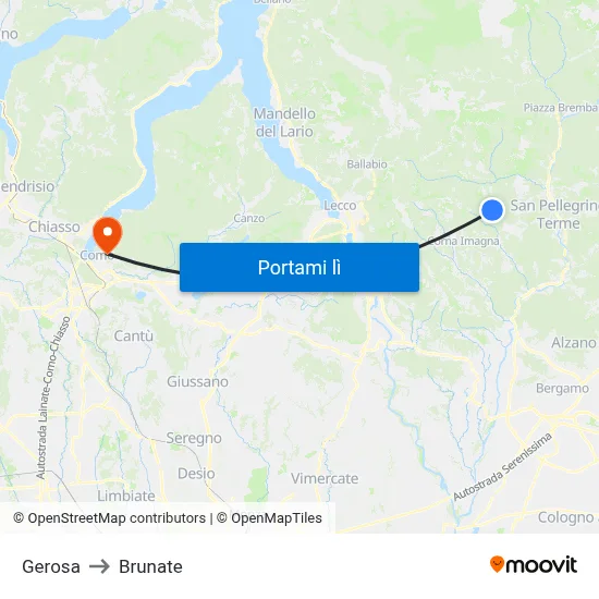 Gerosa to Brunate map