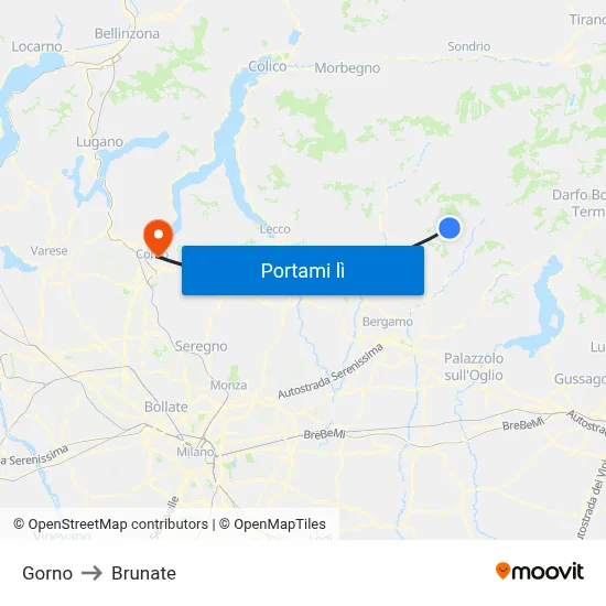 Gorno to Brunate map
