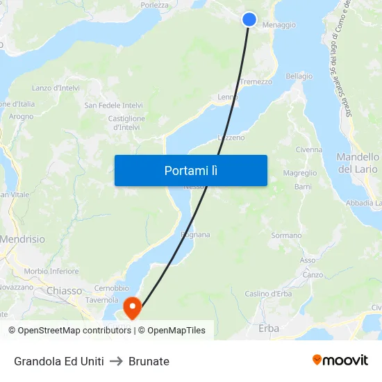 Grandola Ed Uniti to Brunate map
