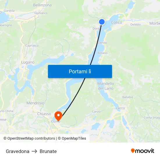 Gravedona to Brunate map