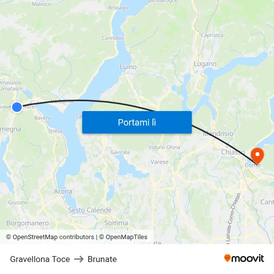 Gravellona Toce to Brunate map