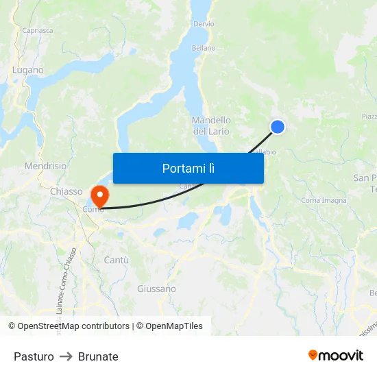 Pasturo to Brunate map